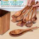 HOWHONG Wooden Spoons for Cooking, Premium Acacia Wood Kitchen Utensil Set, Handmade Wooden Utensils for Nonstick Cookware, Heat Resistant, Smooth Finish, Comfortable Grip, with Holder, Gift Ready