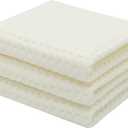 Mia's Dream Premium Cotton Waffle Bathroom Towel Set, 3 Pack Quick Drying Facial & Hand Towels, 13" x 27" (Beige)
