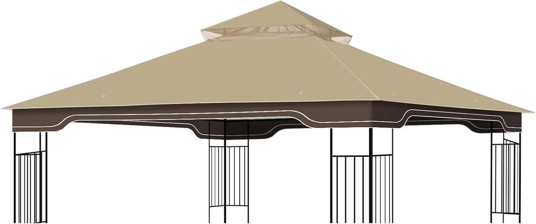 Replacement Gazebo Canopy, 10 x 12 FT Durable Outdoor Roof Cover Fits Regency II Patio Gazebo L-GZ798PST, A101004104, A101004105 (Khaki)