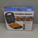 Hamilton Beach Non-Stick Belgian Waffle Maker with Indicator Lights, Makes 4 4" x 5" Mini Waffles, Hashbrowns or Keto Chaffles at Once, Compact Design for Easy Storage, Black & Stainless Steel (26020)