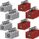 YANGTE 32 Pack Extra Large Christmas Gift Bags, Reusable Tote Bags with Handle Non-Woven Christmas Grocery Shopping Totes for Holiday Xmas, 16.9 * 12.6 * 6.8"