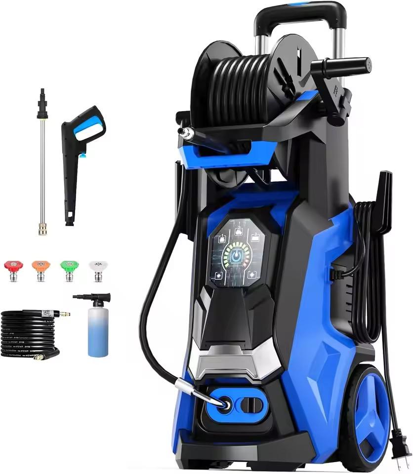 Electric Pressure Washer 5000PSIMax 3.6GPM Power Washer Touch Screen Adjustable Pressure 4 Nozzles and 500ml Foam Cannon Power Washer Cleaning for Car, Blue