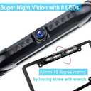License Plate Backup Camera HD Night Vision Rear View Camera with 8 LEDs 170 Viewing Angle Waterproof Backup Rear Camera for Cars