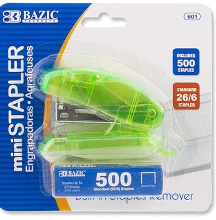 BAZIC Products Mini Stapler w/500 Staples, Standard (26/6) Built-in Staple Remover, Soft Grip 12 Sheets, Portable Small Staplers for Home Office School, 1 Unit