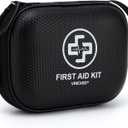 Mini First Aid Kit - 150 Piece Small Waterproof Hard Shell Medical Kit for Home, Car, Travel, Camping, Truck, Hiking, Sports, Office, Vehicle & Outdoor Emergencies (Black)