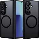 2 x HikerClub for Galaxy Z Fold 7 (2025) Magnetic Case, Compatible with Wireless Charger, Slim Fit Anti-Scratch Translucent Frosted Black Shockproof Case