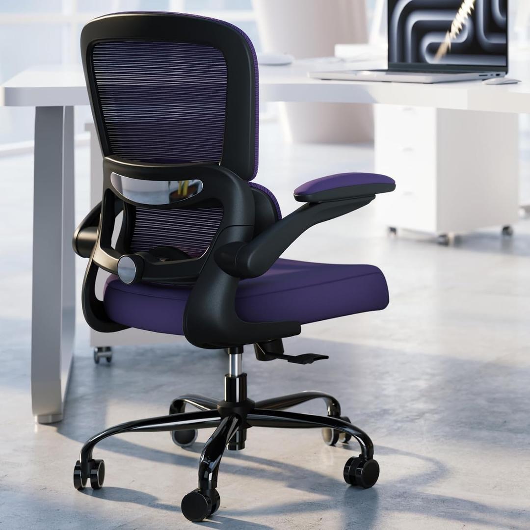 Office Chair - Ergonomic Desk Chair with Adjustable Lumbar Support, Mesh Computer Chair, Executive Chair for Home Office Comfortable Lumbar Support (Violet), Pack of 1