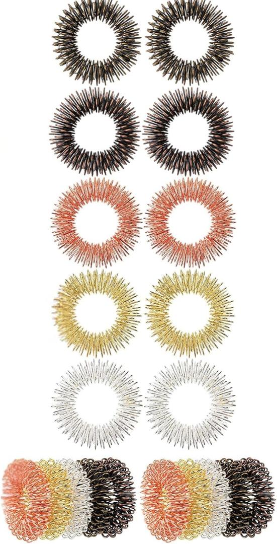 Mr. Pen- Spiky Sensory Rings, 10 Pack, Colorful, Stress Relief Fidget Sensory Toys, Fidget Ring for Anxiety, Massager, Individuals with BFRB, ADHD and Attention Disorder (Metallic Mix)