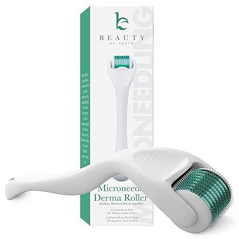 Derma Roller for Scalp, Beard & Face - Microneedling Roller with 540 Titanium 0.25mm Micro Needles, Microneedle Tool for Hair, Skincare Tools for Women & Men White
