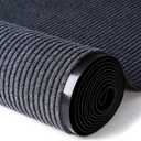 ITINA Door Mat About W3' x L16' Large Outdoor Indoor Mat Waterproof Rubber Back Rugs for Home Office Business Areas Grey-Black
