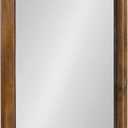Kate and Laurel Pao Modern Rounded Rectangular Wall Mirror, 17 x 32, Walnut, Decorative Mid-Century Tall Wood Mirror with Radius Corners for Vertical or Horizontal Display
