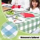 Smiry Square Table Cloth, Waterproof Vinyl Tablecloth with Flannel Backing, Wipeable Buffalo Plaid Table Cover for Picnic, Indoor and Outdoor (Sage Green & White, 54"x54")
