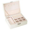 Jewelry box,jewellery organiser box,Organizer Leather Double-Layer Jewelry Display Holder, with Lock Girls Gift (Color : Pink, Size : L) (Color : White, Size : L)