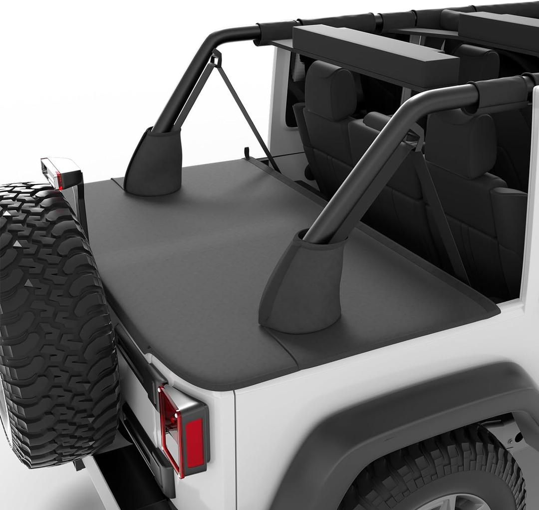 JOYTUTUS Tonneau Cover Compatible with Wrangler JK 4 Doors 2007-2018, JKU Cargo Trunk Cover Tailgate Cover JK Accessories