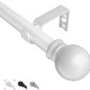 Curtain Rods for Windows 31"- 46", 5/8 inch Small White Curtain Rod Adjustable by Splicing for Bedroom, Living Room, Kitchen and Outdoors