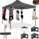 COBIZI 10x10 Pop Up Heavy Duty Canopy with 4 Sidewalls and Hexagonal Legs, Easy up Tent for Events, Parties, Camping, Outdoor Canopy with Portable Bag, Waterproof & UPF50+ (Gray)