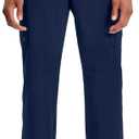 Cherokee Infinity Men Scrub Pants, 6 Pockets, Tapered Leg with Zip Fly Front and Inside Functional Drawstring Cargo - CK200A (Blue, XL)