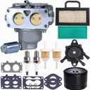 791230 Carburetor, Compatible with Briggs and Stratton 407777 20-25 HP V-Twin Engine, 699709 499804 Carburetor Kit for John Deere MIA10632 LA150 LA145 LA130 L120 with Lawn Mower Air Filter