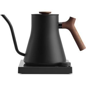 Fellow Stagg EKG Pro Studio Edition Electric Gooseneck Kettle - Pour-Over Coffee, Tea, Quick Heating, Precise Temperature Control, Scheduling, Built-in Brew Timer-Matte Black with Walnut Handle, 0.9 L
