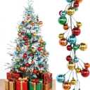 Multicolored Christmas Ball Garland Dailyart 4ft 48pcs Colorful Hanging Balls Ornaments Decorations Plastic Shatterproof Ball Garlands for Christmas Tree Centerpiece Wreath Mantel Decor