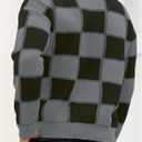 ZAFUL Mens Sweaters Casual Crewneck Textured Long Sleeve Color Block Vintage Knit Pullover Tops (XX-Large, 1-black)