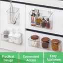 vacane 2 Pack Plastic Adhesive Mount Over Cabinet Door Organizer, Wall Organization Container Makeup Organizer Hanging Basket Bins for Kitchen, Pantry, Craft Room, Office, Space Saving Holder