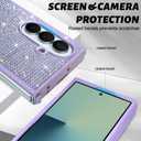 ZIYE Galaxy Z Fold 7 Case for Women Girls Glitter Sprakle Bling Anti-Slip Shockproof Protection Cover Case Designed for Samsung Galaxy Z Fold 7 5G Purple