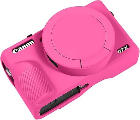 Easy Hood G7X Mark III Case, Protective Case for Canon Powershot G7X Mark III Digital Camera, Removable Lens Cover Silicone Sleeve Soft Camera Cover Rubber Protective Body Skin- Pink