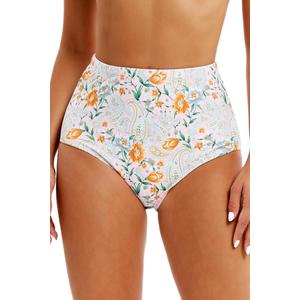 Micosuza Women's Swim Bottom High Waist Retro Basic Full Coverage Bikini Tankini Swimsuit Briefs (8, Pinkflower)