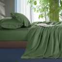 Shilucheng Tencel Sheets 4 Piece, 100% Eucalyptus Lyocell Sheets Set, Cooler Than Cotton and Linen, Summer Cooling Breathable Bed Sheets for Hot Sleepers, 16 Inch Deep Pockets (Olive, King)