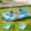 Inflatable Tanning Pool Lounger Float with Sprinkler, Pool Float Adult with Pillow & Cup Holder, Sunbathing Blow Up Tanning Bed, Suntan Tub Raft Floatie for Backyard Summer Water Party Extra-Large