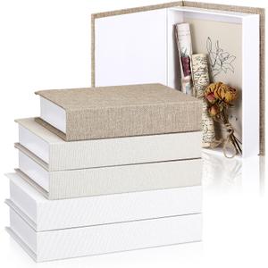 Tioncy 6 Pcs Decorative Books for Home Decor Modern Linen Covered Book Set Fake Books for Bookshelf Shelves Mantel Tiered Tray Hotel Display
