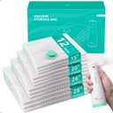 Travel Vacuum Storage Bags, 12 Pack with Rechargeable Pump, 4 Sizes