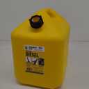 Midwest Can 8610 Safe-Flo Auto Shut Off 5 Gallon Diesel Can Yellow Plastic Fuel Container With FlameShield Safety System & Quick-Flow Spout - 1 Pack