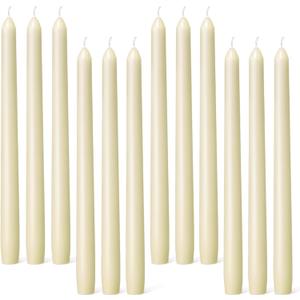 Everymoment Ivory Taper Candles - 12 Pack 10 Inch Candlesticks - Dripless & Smokeless Tapered Candle 8 Hours Unscented Cream Candle Sticks - Perfect for Wedding Holiday Dinner Party Home Decor