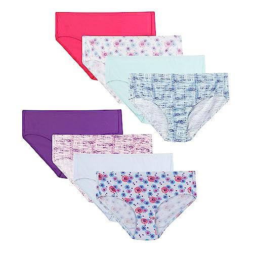 Hanes Girls Ultimate Pure Comfort Underwear Pack, Organic Cotton Panties, Briefs, Pink Blue Solids & Patterns, 6 US