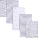 Gerber Boys and Girls Newborn Infant Baby Toddler Nursery 100% Cotton Flannel Receiving Swaddle Blanket, Sheep Grey, Pack of 5