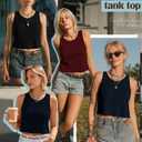 Huukeay 3 Pack Women's Crop Tank Tops Ribbed Basic Crewneck Sleeveless Casual Summer Shirts Yoga Workout Tees (Black, M)