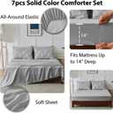 CozyLux Queen Comforter Set Light Grey, 7 Pieces Pintuck Bed in A Bag, Premium Gray Comforter Queen Size, Pinch Pleat Bedding Sets with Comforter, Sheets, Pillowcases & Shams
