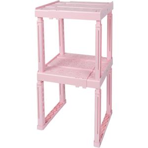 Piffny Locker Organizer Shelf, Adjustable Width and Height, Ideal for School, Office, and Gym Lockers, Pink 2 Pack, 9.5 inches x 8 inches x 9.7 inches
