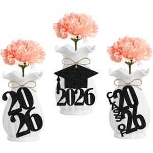 3 x 24Pcs Black Glitter 2026 Graduation Cutouts Tags, Class of 2026 Graduation Tags 2026 Cutouts for 2026 Graduation Party Table Decorations Black