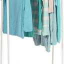 IRIS USA Clothes Rack for Hanging Clothes with Bottom Wood Shelf, Freestanding Clothing Rack, Easy to Assemble Garment Rack, Metal, Sturdy Design, Multipurpose, Small Space Storage Solution, White
