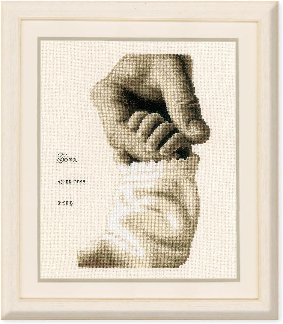 Vervaco Birth Record Counted Cross Stitch Kit 7.2"X9.6"-Baby Love On Ecru (18 Count)