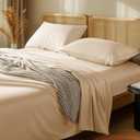 LBRO2M 1000 Thread Count 100% Egyptian Cotton Sheets Set Twin, 3 Piece Sets Bed Sheet Deep Pocket Sheet Set 16" Soft Comfortable All Season (Twin, Cream)