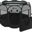 Dark Grey Dog Cat Playpen, Puppy Pet Playpen, Small Dogs Tent Crates Cage Indoor/Outdoor, Portable Pop Up Dog Kennel Playpen with Carrying Case for Dogs/Cats/Rabbits