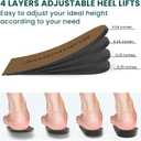 Adjustable Heel Lift Inserts for Shoes - Bukihome Orthopedic Shoe Lift for Uneven Legs 4 Layers Height Increase Insole for Heel Pain,Heel Spur,Achilles Tendonitis, Large