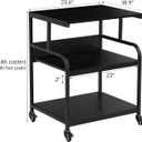 Fannova Printer Stand, 23.6 x18.9 x 30 Inches Large Printer Table with Adjustable Storage Shelf, 3 Tier Rolling Printer Cart with Wheels for Home Office, Stand for Heat Press Mini Fridge, Black