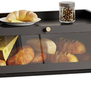 Bread Box for Kitchen Countertop, Bamboo Bread Box for Homemade Bread, Wooden Farmhouse Bread Storage Container, Small Breadbox Bread Bin Organizer for Counter Cabinet Pantry, Black