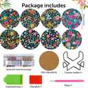 2 x mrpwnle 8 Pack Diamond Art Coasters Kits Flowers Diamond Painting Coasters Kit Set with Holder Cork Pads DIY Coffee Drink Diamonds Art Non Slip Coaster Crafts Kits for Adults Beginners Gifts