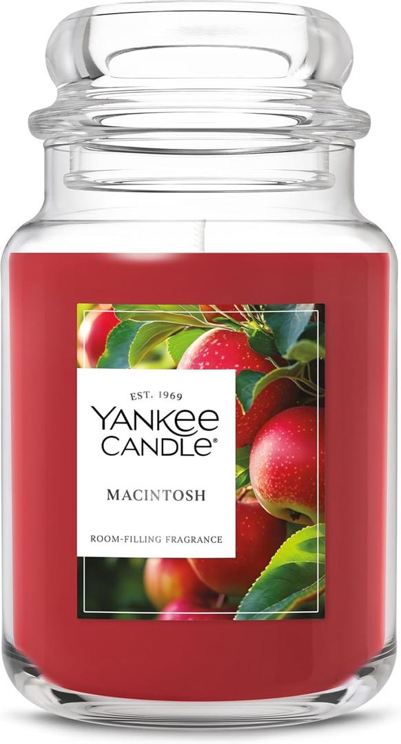 Yankee Candle Macintosh, Fall Scented Candle, 22oz Large Jar with up to 150 Hour Burn Time